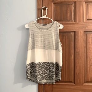 Leopard Print Color Block Top